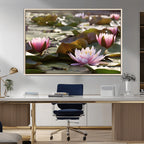 Lotus Flower Wall Art Canvas Print, Water Lily Large Wall Art for Yoga Room Decor