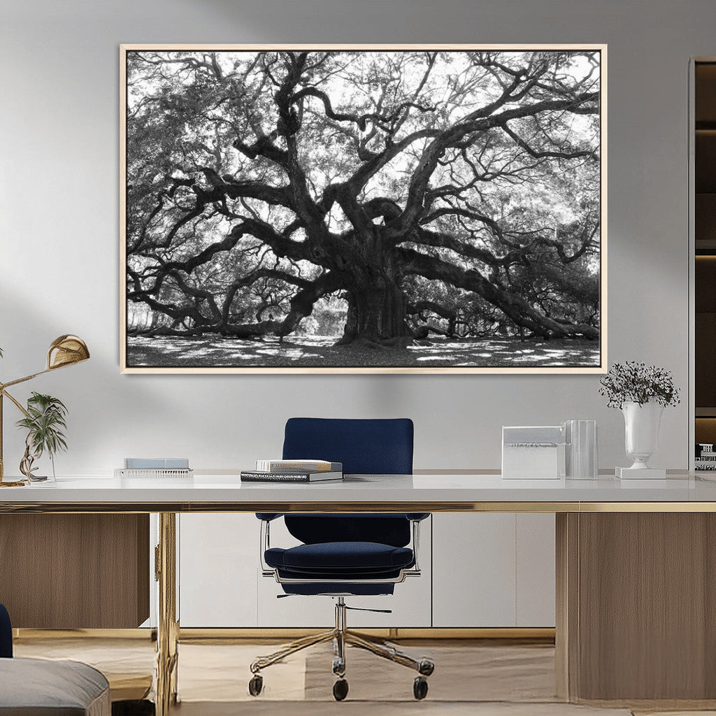 Ancient Oak Wall Art Canvas Print | Gnarled Tree with Twisted Branches
