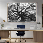 Ancient Oak Wall Art Canvas Print | Gnarled Tree with Twisted Branches