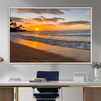 Tropical Beach Wall Art | Framed Sunset Ocean Canvas