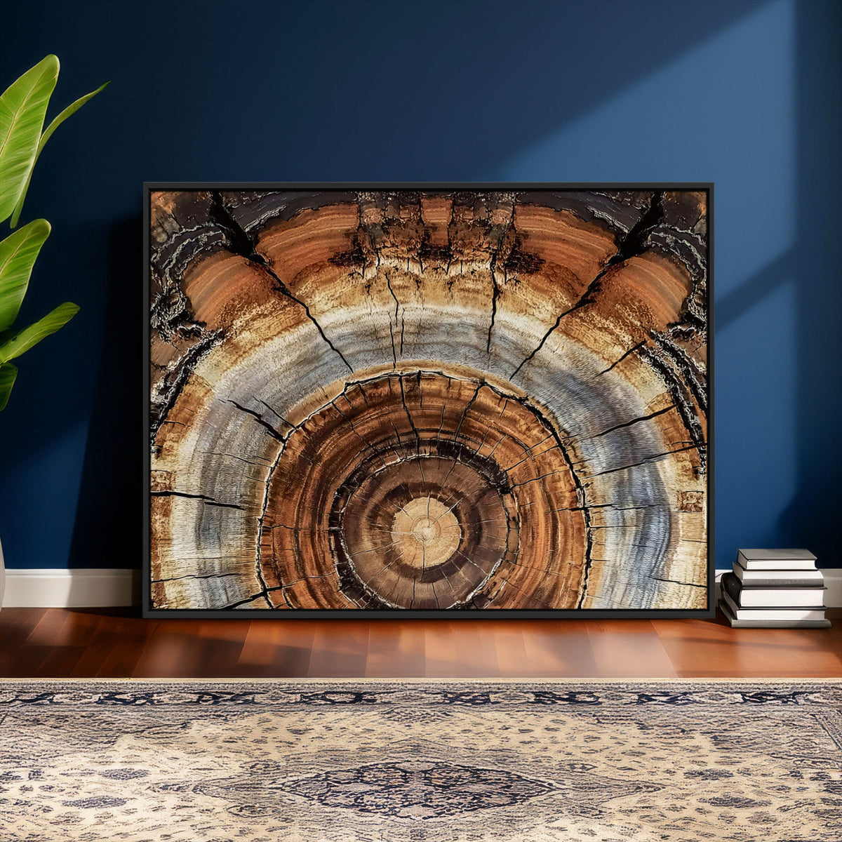 Tree Rings Wall Art Canvas Print, Rustic Wood Grain