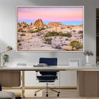 Vibrant Sunset Sky Wall Art Canvas Print, Framed Joshua Tree Desert Artwork