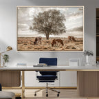 Texas Longhorn Cattle Wall Art, Rustic Western Ranch Canvas