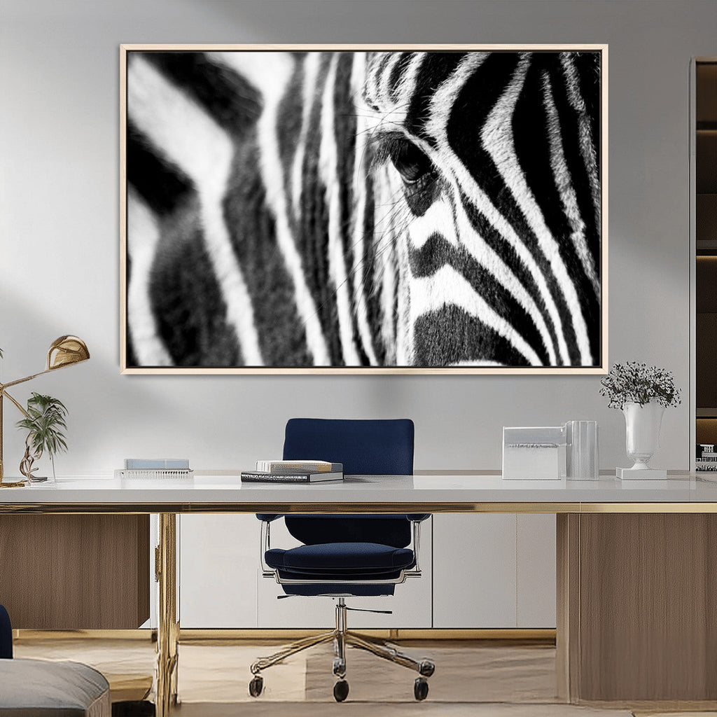 Zebra Stripes Wall Art Canvas Print, Black and White Close Up Wildlife Pattern