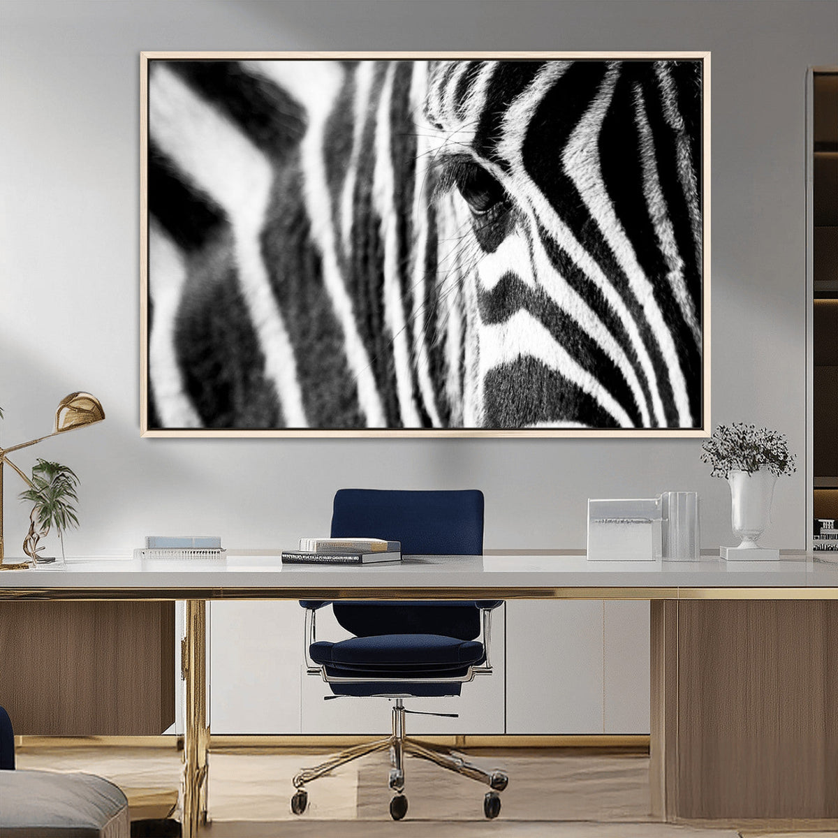 Zebra Stripes Wall Art Canvas Print, Black and White Close Up Wildlife Pattern