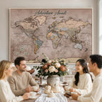 Custom Push Pin World Map Wall Art Canvas Print | Personalized Travel Tracker