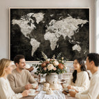 Vintage World Map Wall Art Canvas Print | Framed Large Map Wall Art