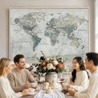 Neutral Vintage World Map Canvas Wall Art Print, Classic Map Artwork
