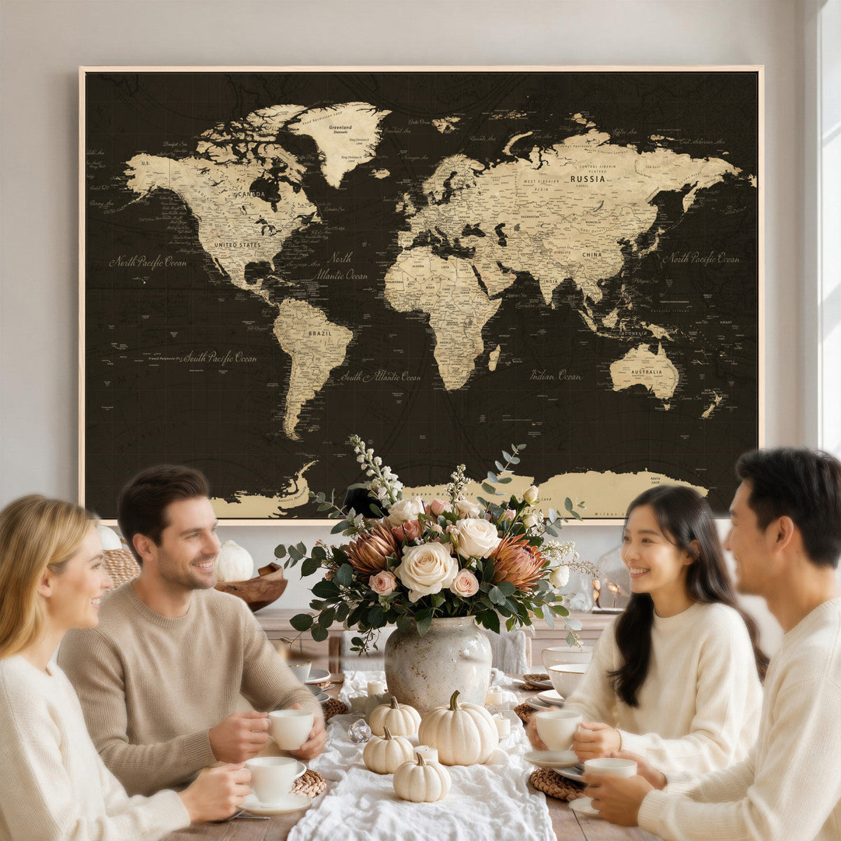 World Map Canvas Print | Framed World Map Wall Art for Couples