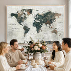 World Map Canvas Print | Framed Travel Map Wall Art for Couples