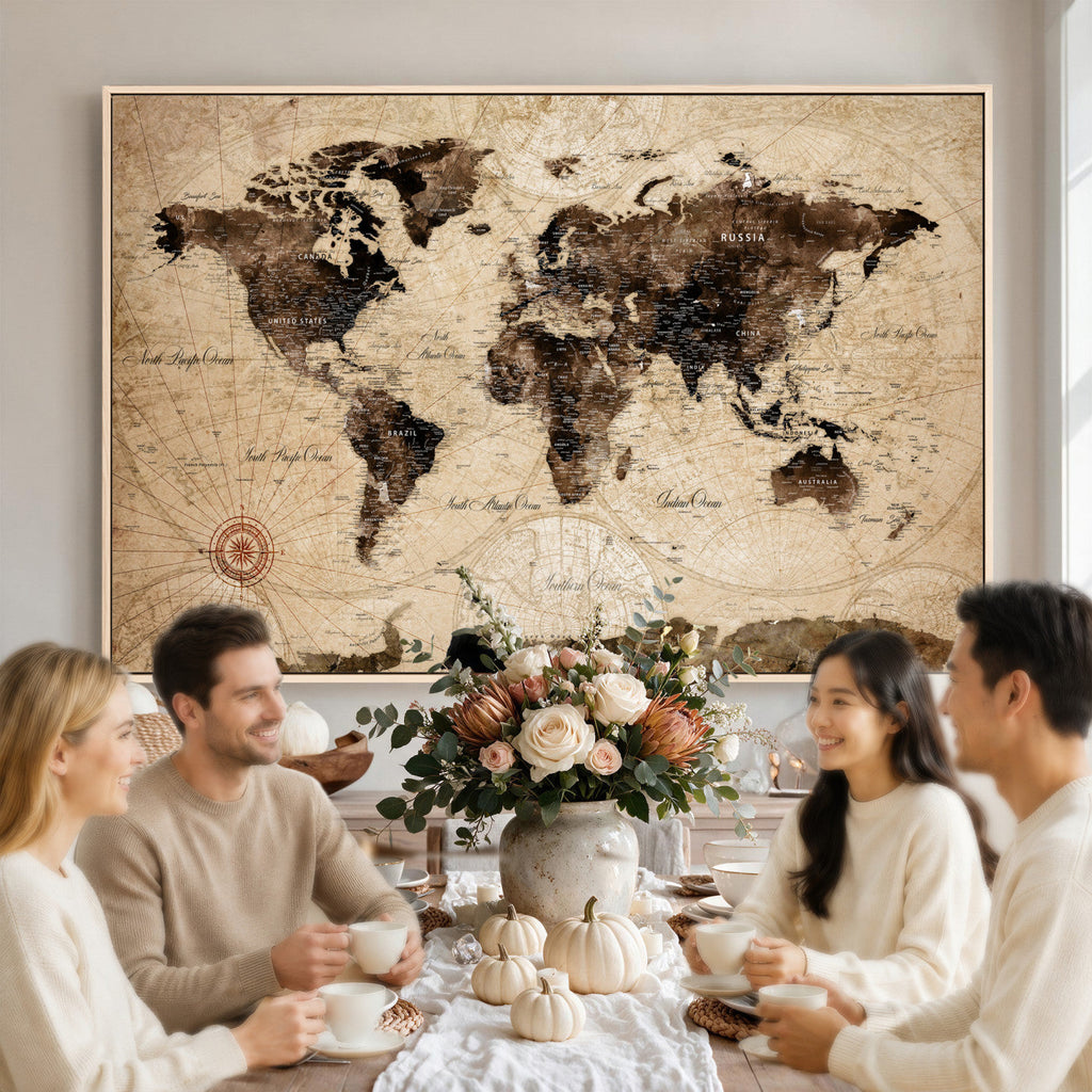 World Map Wall Art Canvas Print
