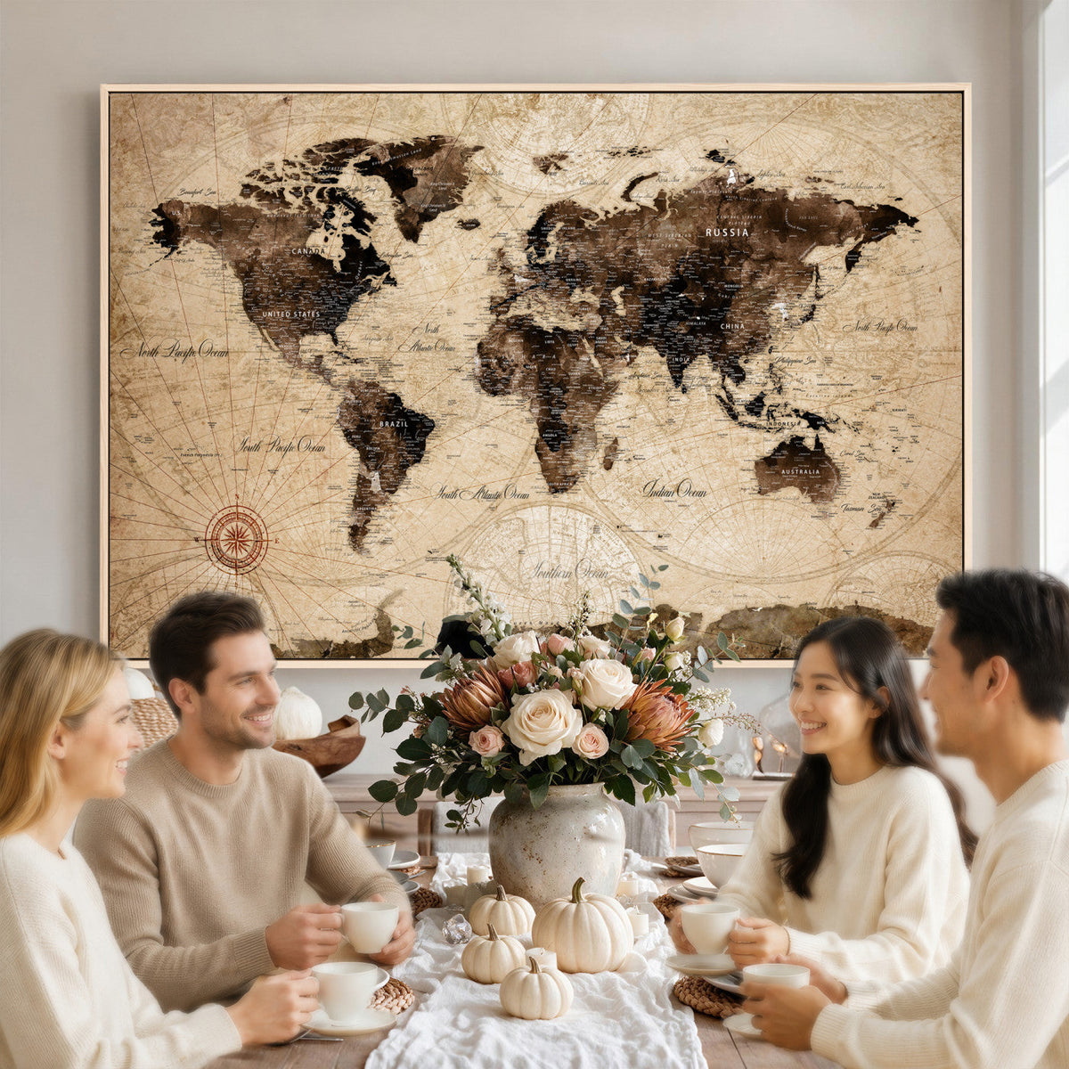 World Map Wall Art Canvas Print