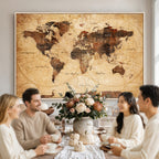 Modern Red and Gray World Map Canvas Print | Framed Wall Art