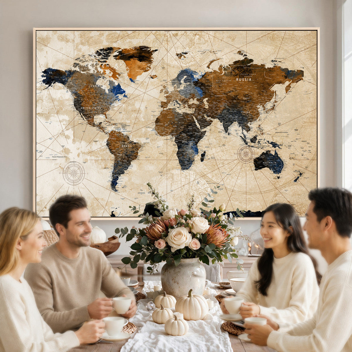 World Map Canvas Art Print | Framed Travel Map Wall Art