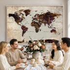 World Map Canvas Triptych | Colorful Global Wall Art for Living Rooms