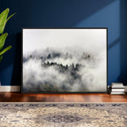 Foggy Forest Wall Art Canvas Print, Misty Pine Tree Landscape