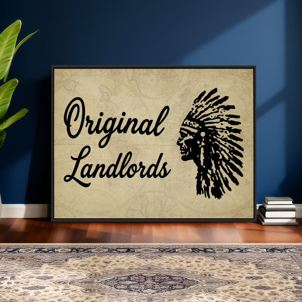 Original Landlords Wall Art Canvas Print, Native American Silhouette Artwork
