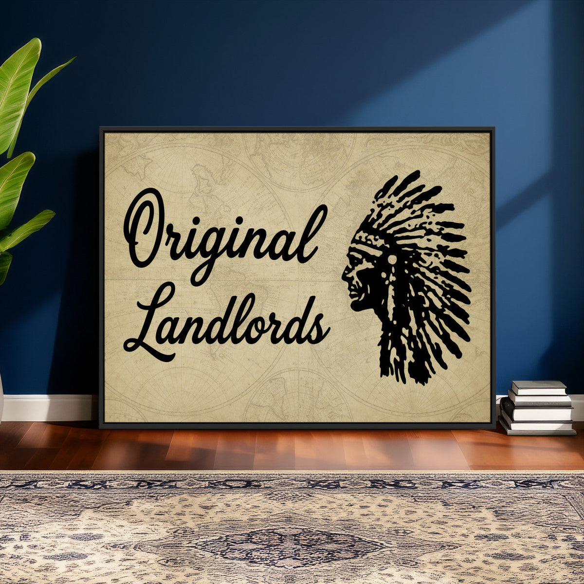 Original Landlords Wall Art Canvas Print, Native American Silhouette Artwork