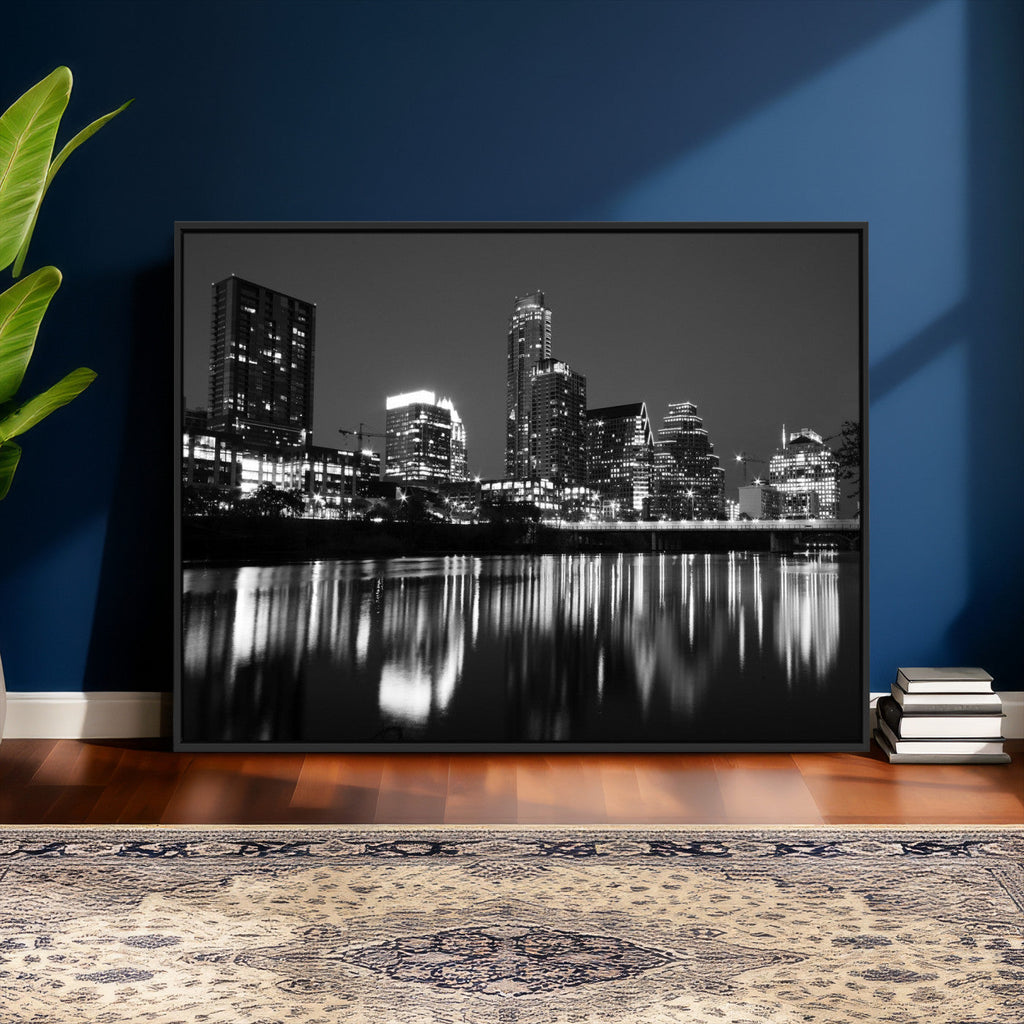 Austin Skyline Wall Art Canvas Print, Austin Downtown Night Cityscape