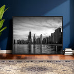 Chicago Wall Art Canvas Print, Chicago City Downtown Night Cityscape