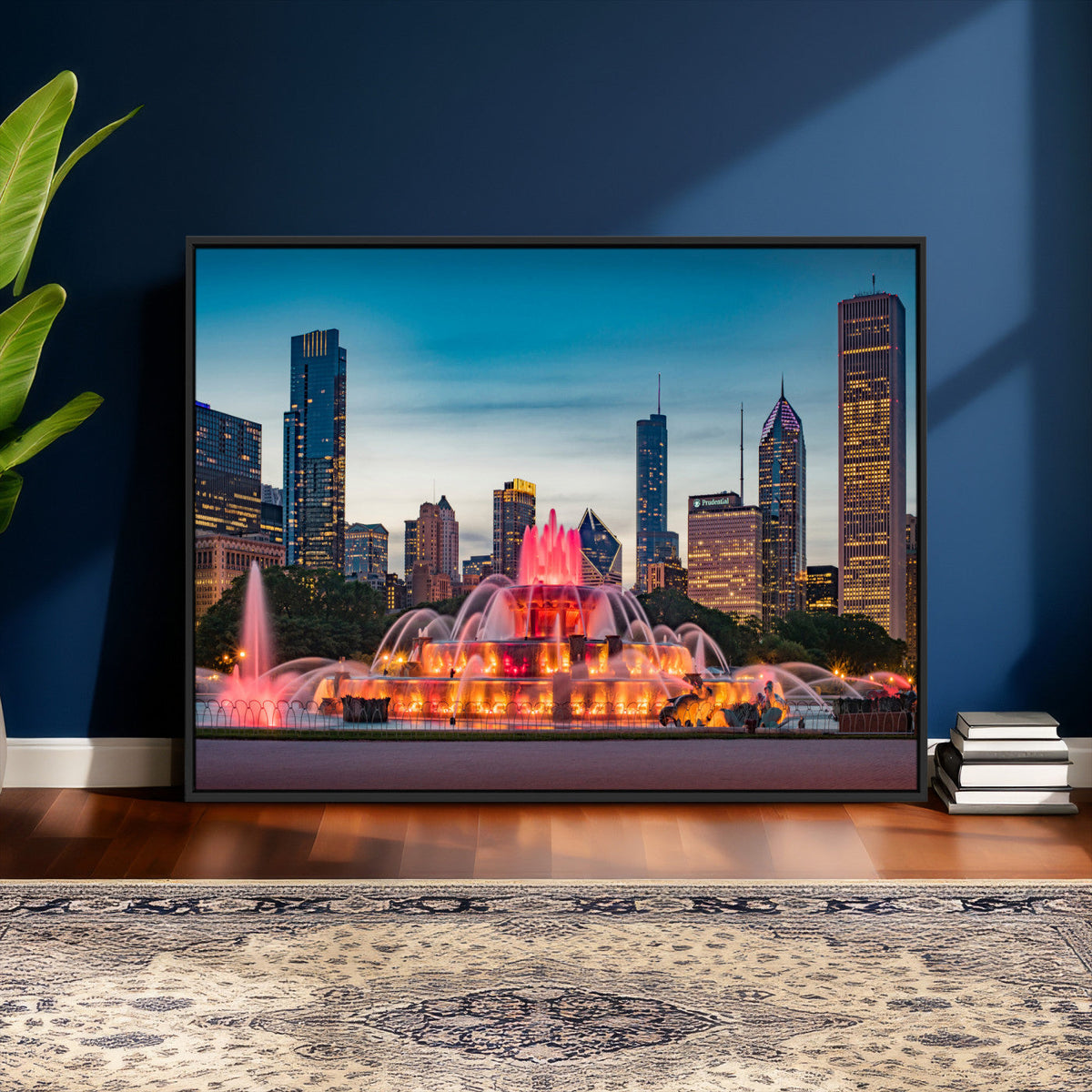 Chicago Wall Art Canvas Print - Chicago City Downtown Night Cityscape