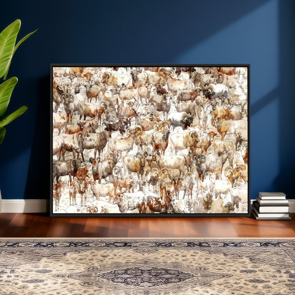 Farmhouse Bighorn Sheep Wall Art Canvas Print