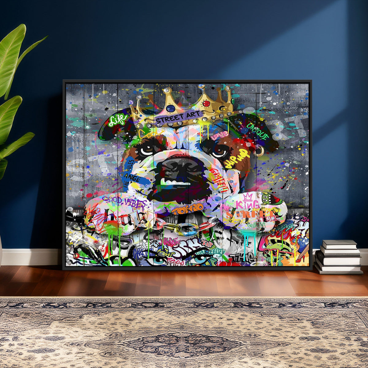 Graffiti Dog Wall Art Decor for Teen Bedroom | Abstract Graffiti Animal Canvas