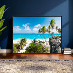 Tropical Beach Wall Art Canvas Print, Palm Tree Ocean Landscape Photography