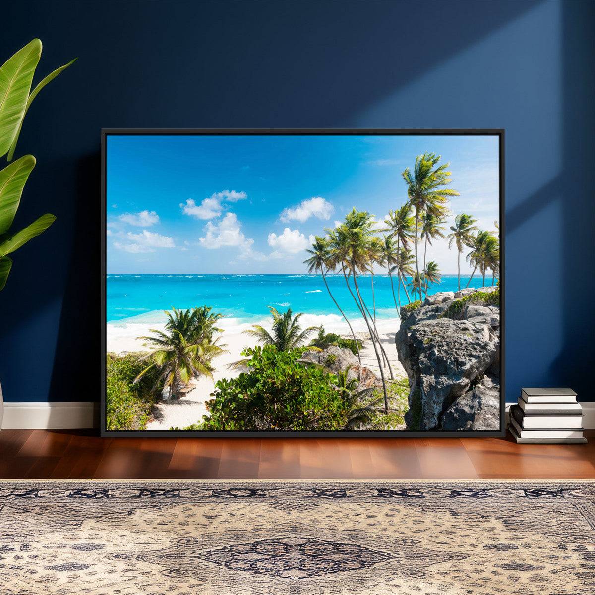 Tropical Beach Wall Art Canvas Print, Palm Tree Ocean Landscape Photography