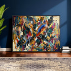 Geometric Abstract Wall Art Canvas Print, Orange Blue