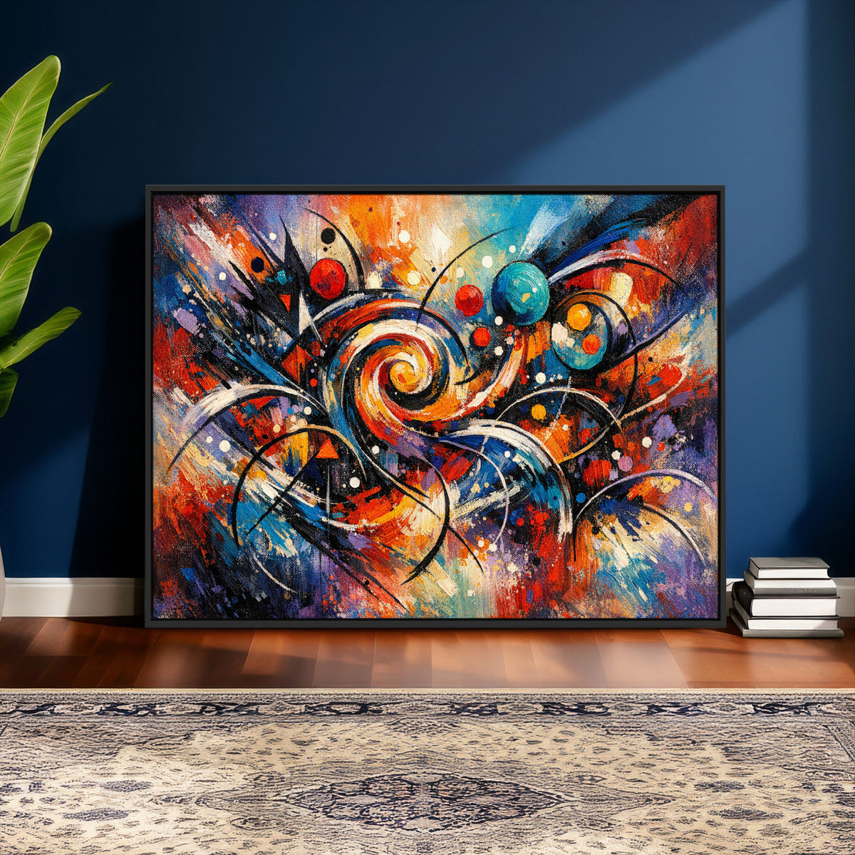 Geometric Abstract Wall Art Canvas Print, Orange Blue