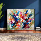 Geometric Abstract Wall Art Canvas Print, Orange Blue
