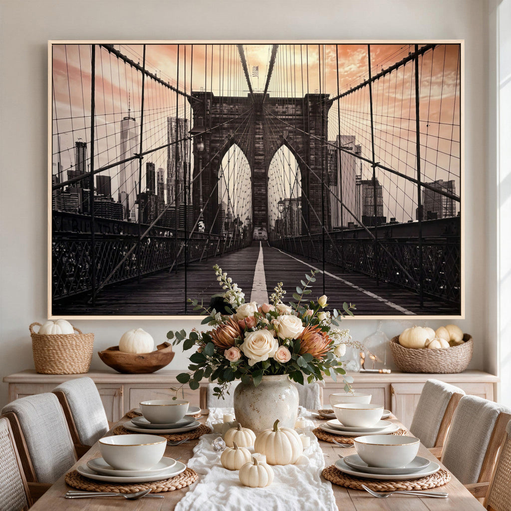 Brooklyn Bridge Canvas Wall Art, New York City Skyline Photography