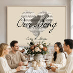 Lyrics Heart Canvas Print, Personalized Song Lyrics and Photo Wall Art