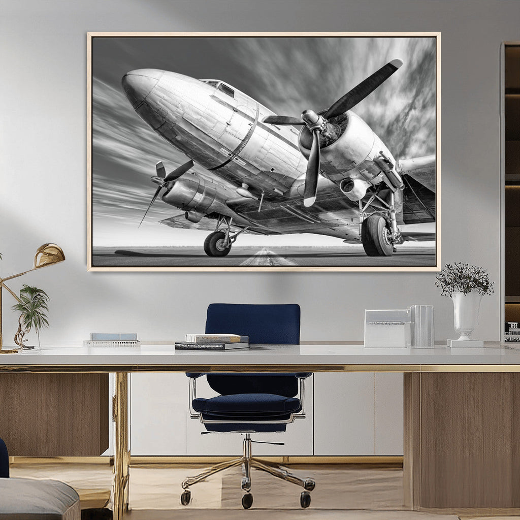 Vintage Airplane on Runway Canvas Print