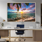 Framed Tropical Sunset Art Canvas Print