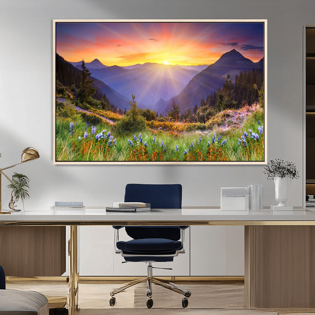 Mountain and Spring Wall Art Canvas Print