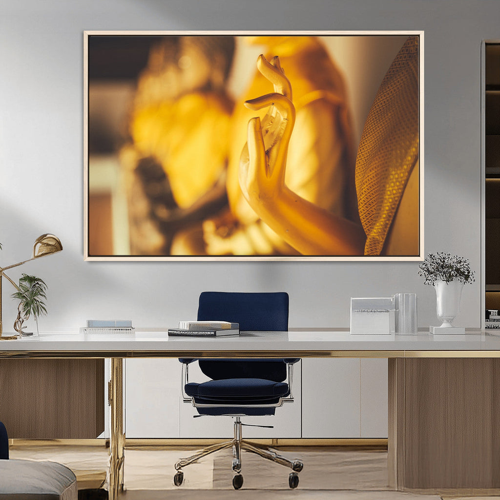 Gold Buddha Statue Hands Wall Art Canvas Print