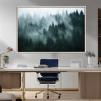 Misty Forest Wall Art | Serene Green Landscape Canvas Print