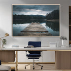 Wooden Bridge Near Lake Wall Art Canvas Print