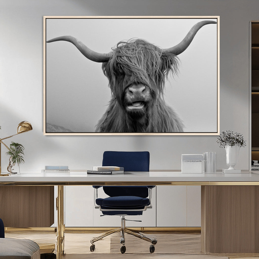 Texas Cow Wall Art Canvas, Texas Longhorn Cattle Canvas Print