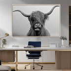 Texas Cow Wall Art Canvas, Texas Longhorn Cattle Canvas Print