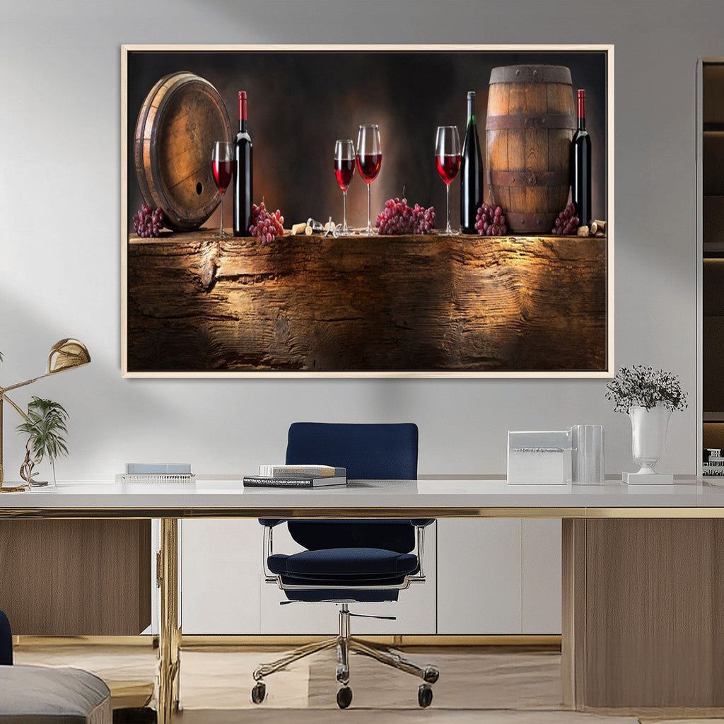 Wine and Barrels Wall Art Canvas Print