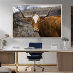 Framed Big Cow Animal Wall Art Canvas Print