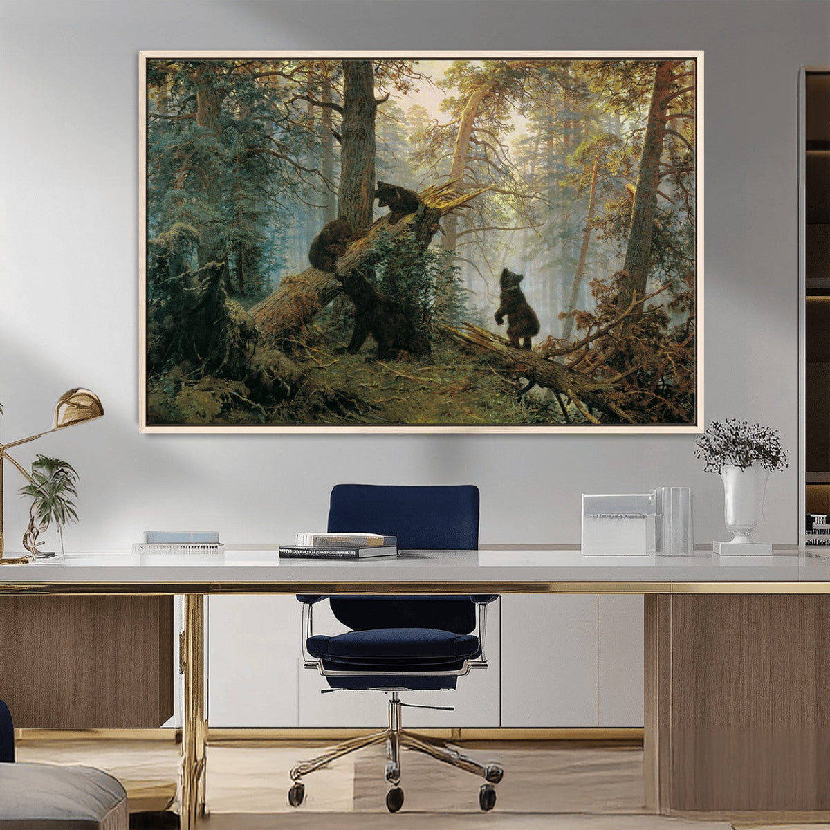 Baby Bears in Forest Wall Art Canvas Print