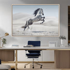Prancing Horse Desert Large Wall Art Canvas Print, Majestic Horse Animal Artwork
