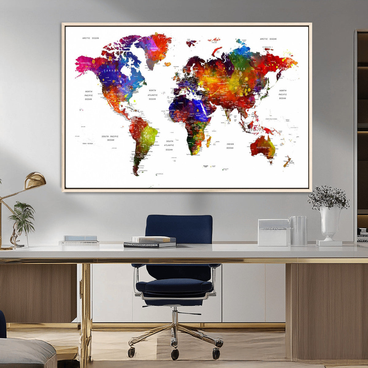 World Map Canvas Print | Detailed Map of the World Wall Art