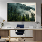 Misty Forest Wall Art Premium Canvas Print, Foggy and Serene Atmosphere