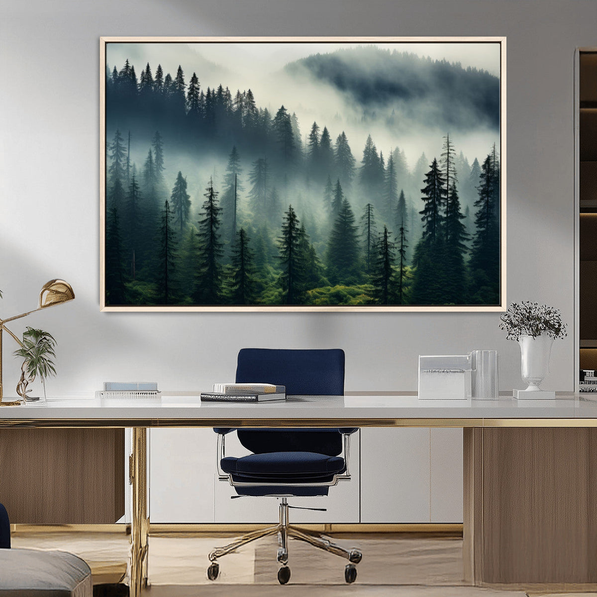 Captivating Misty Forest Wall Art, Foggy and Serene Atmosphere Canvas Print