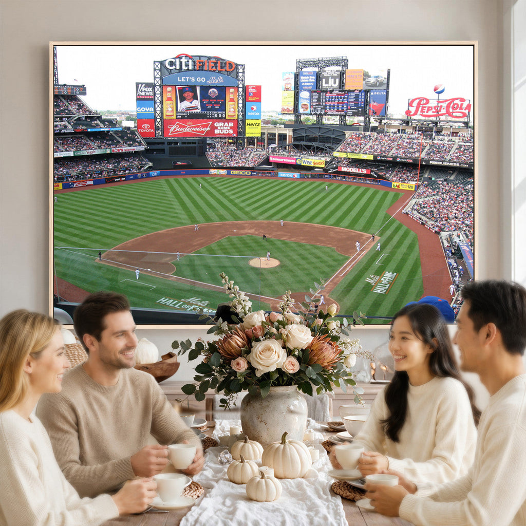 New York Mets Baseball Team Print, Citi Field Baseball Stadium Wall Art